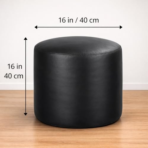 Image of Leatherette Bean Bag Foot Stool /Pouffe | Foot Rest Stool Cover (Without Beans), Durable & Comfortable (Black)