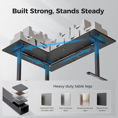 Image of Agilestic L Shaped Standing Desk 63 inch Adjustable Height, Electric Corner Standing Desk, Sit Stand Computer Table with Splice Board, Black