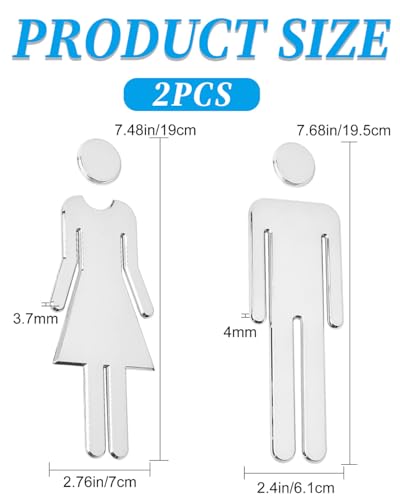 WUNZILO 2 pcs 20cm Toilettenschilder Damen herren Aufkleber WC Schilder Selbstklebend WC Zeichen Türschild Set für Toilette Mann und Frau Piktogramm Toiletten Hinweisschild Hotel Schul Restaurant