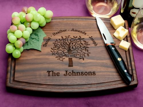 Straga Tabla de Cortar Personalizada | Madera Artesanal Grabada | Diseño Árbol Familiar No.402 miniatura 2