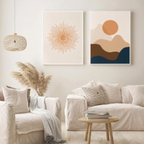 Boho Sun Wall Art affiche pour réchauffer un grand mur blanc sans style