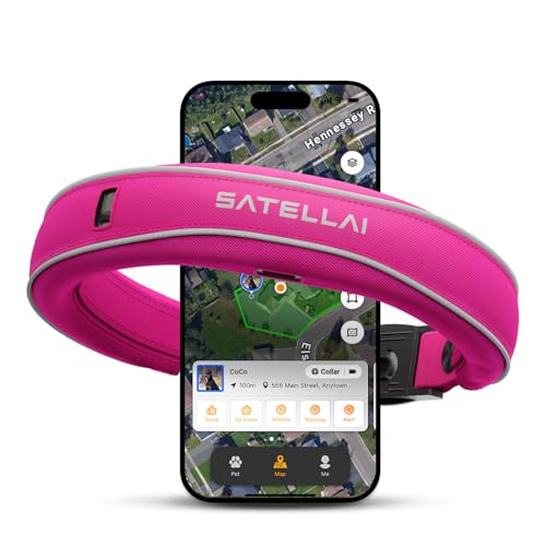 SATELLAI Dog Wireless Fences, Pink The Most Advanced GPS Dog Collar with AI Analysis, Precise Positioning, 5-Day Battery, and IP68 Waterproof, Flexible Virtual Fencing for Medium & Large Dogs