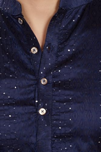 Image of DIVISIVE Men's Jequard Embroidered Art Silk Slim Fit Only Kurta