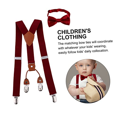 Beaupretty 1Set Adjustable Suspenders Set with Matching Bow Tie Premium Quality Clips for Boys for Parties Weddings Birthdays School Events3