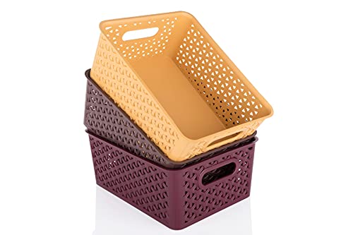 Leawall Plastic Baskets Without Lid – 3 Pieces – Multicolor