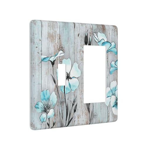 Placa frontal eléctrica premium con estética floral de madera para doble interruptor 2