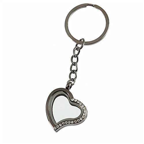 Preisvergleich Produktbild Lizes Gute Geschenke Strass Herzform DIY Bilderrahmen Anhänger Metall Schlüsselanhänger Geldbörse Schlüsselbund Geschenk (schwarz)