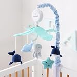 The Peanutshell Crib Mobile for Boys or Girls - Light and Dark Blue Musical Baby Crib Mobile with 12 Lullabies, Ocean Baby Nautical Nursery Decor
