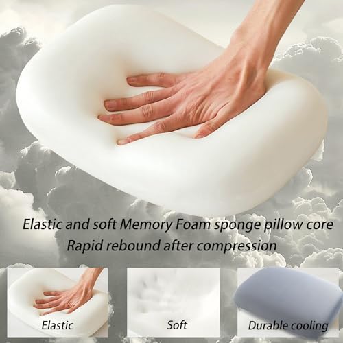 Camping-Pillow-Small-Travel-Pillow-Memory-Foam-Bed-Soft-Pillow-Lightweight-Easy-to-Carry-Portable-Cooling-Home-Pillow-Removable-Pillow-Cover-with-Travel-Storage-Bag-Gray