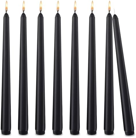 Viyffo 10 Inch Taper Candles Set Of 4 - Dripless Unscented Black Candles For Weddings & Dining