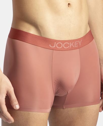 Image of Jockey IC44 Men's Tactouch Microfiber Elastane Stretch Seamfree Bonding Solid Trunk with Internal Breathable Mesh Terracotta L