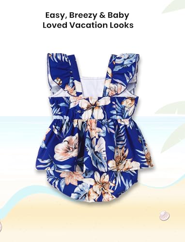 Image of PATPAT Family Hawaiian Matching Outfits - Mommy and Me Vacation Outfits | Halter Sundresses and Button Down Shirts,Caribbean Vacation Summer Tropical Outfits,Hawaiian Boho Tropical Floral Printed