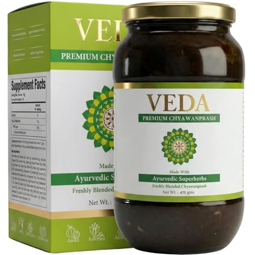 Image of Veda Premium Chyawanprash - Jaggery Based Sugar Free Chyawanprash | 475 Gms | Enriched with Almonds & Saffron