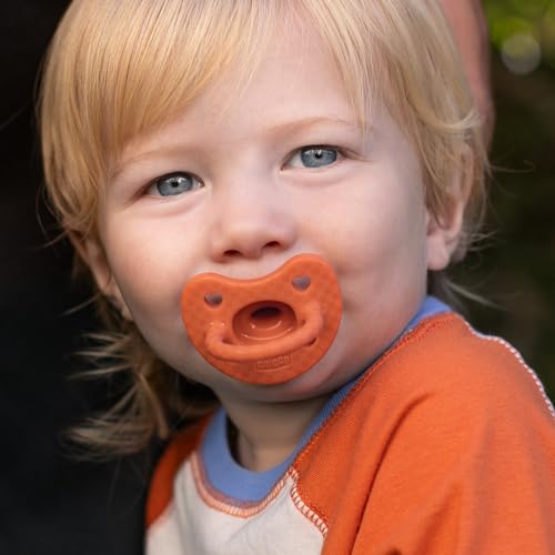 Image of Chicco PhysioForma Luxe Orthodontic Pacifier for Babies 16-24 Months, One-Piece 100% Soft Silicone, Supports Breathing, Textured Shield & Handle, Sterilizing Case, BPA Free, 2-Pack, Terracotta