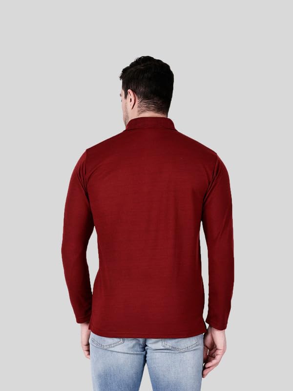 Image of Full Sleeve Men's Polo T-Shirt | Regular Fit, Soft & Breathable Cotton Blend Fabric | Classic Polo Collar, Casual & Office Wear | Available in Sizes M to 6XL, Multiple Colors