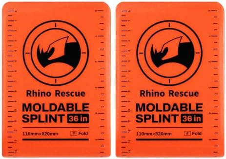 RHINO RESCUE First Aid Moldable Splint 36" X 4.3" Orange-Gray (2, Folded)