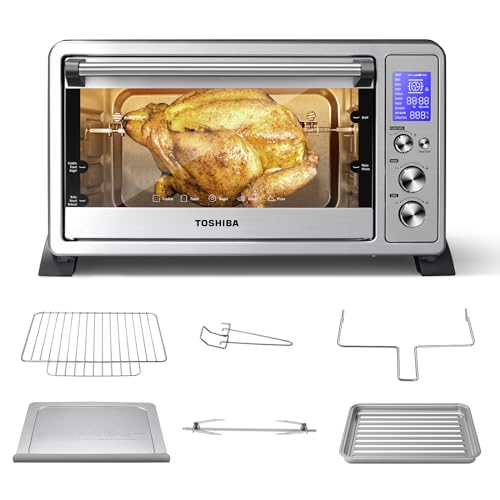 Comparison: Best Toaster Oven For Seniors 11 TOSHIBA AC25CEW-SS Large 6-Slice Convection Toaster Oven Countertop, 10-In-One with Toast, Pizza and Rotisserie, 1500W, Stainless Steel, Includes 6 Accessories
