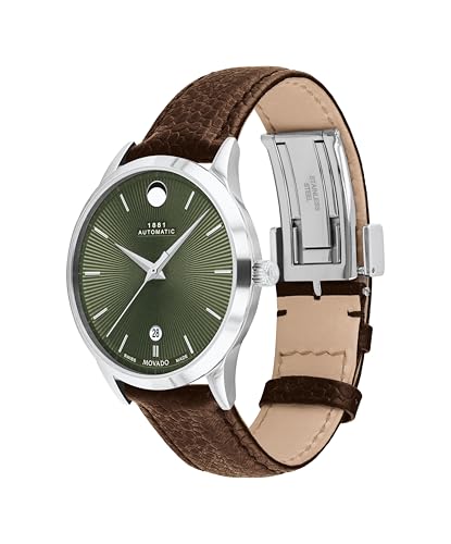 Movado 1881 Men's Automatic Swiss Watch - Self-Winding Movement, Calfskin Strap - Water Resistance 3ATM/30 Meters - Classic Luxury Mechanical Timepiece - Gift for Him - 39.5mm2