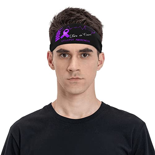 Hope for A Cure Epilepsy Awareness Headband for Men Women Sports Sweatband for Fitness Exercise Moisture Wicking Running Basketball Yoga Hairbands