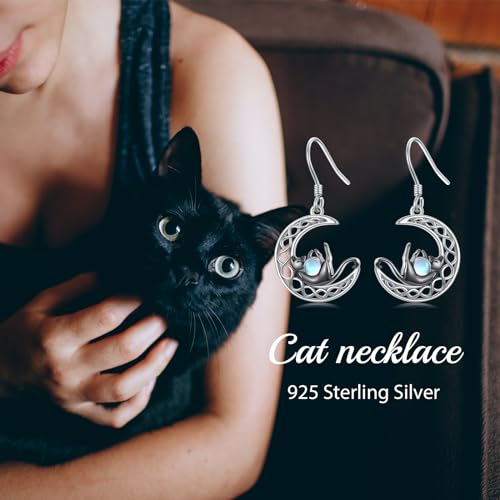 Pendientes de zorro y luna celta para mujer joyas de plata de ley 925 2