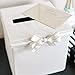 FLUYTCO Wedding Card Envelope Box - Thick Linen Fabric & Removable Ribbon Bow - Collapsible - Perfect for Weddings, Baby Showers, Birthdays, Graduations - Large Size, 100+ Cards