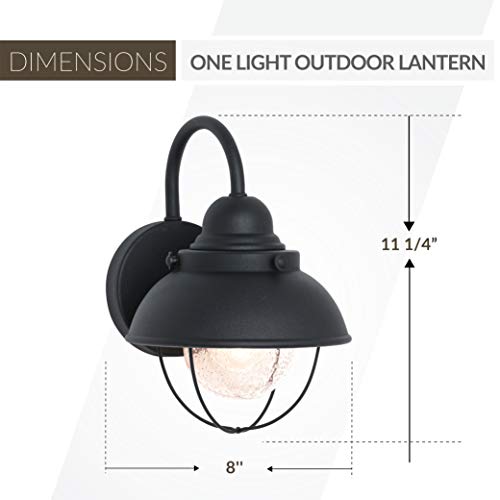 Sea Gull Lighting 8870-12 Sebring One-Light Outdoor Wall Lantern with Clear Seeded Glass Diffuser, Black Finish, 11.25'' Height - Image 3