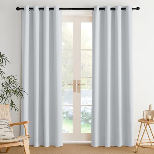 Image of NICETOWN Room Darkening Draperies Curtains Panels, 2 Panels Greyish White W52 x L84