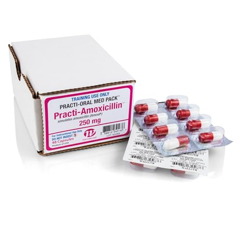 Wallcur Practi-Amoxicillin 250mg Kapsel Einzeldosis zur oralen Anwendung (48 Tabletten) - Simulationsprodukt für medizinisches Training