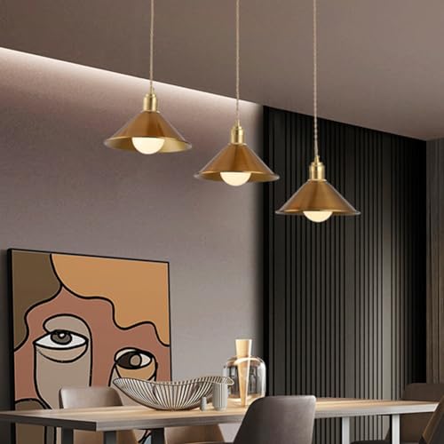 Lampe suspendue îlot de cuisine style industriel rétro dorée