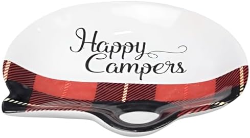Happy Campers Ceramic Spoon Rest with Buffalo Plaid Design image 3
