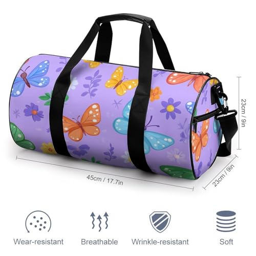 Butterflies Sports Gym Bag Travel Duffel Workout Bag with Adjustable Strap2
