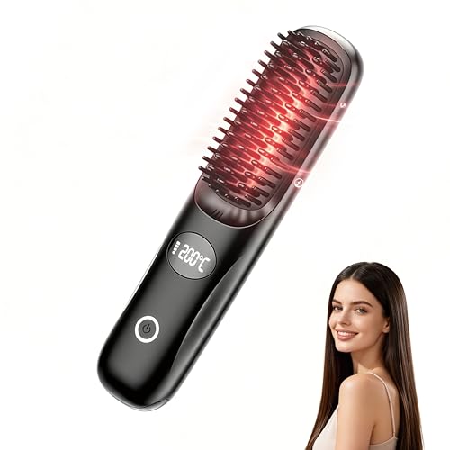 Cepillo alisador inalámbrico para cabello y barba miniatura 1