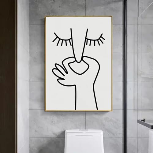 Poster humour salle de bain abstrait noir et blanc contre la grisaille