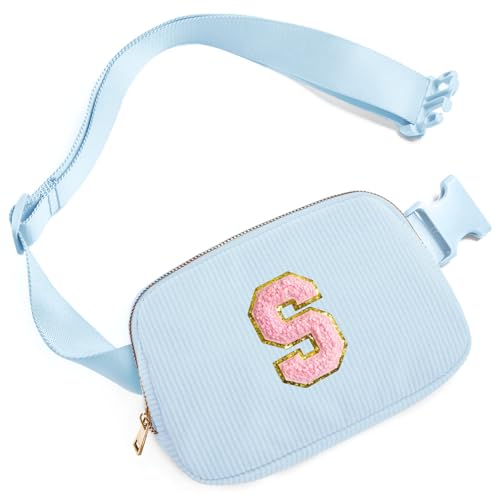 Image of Gitus Birthday Gifts for 10 11 12 13 14 15 16 Year Old Girls Personalized Gifts for Women Initial Fanny Pack Crossbody Bag Belt Bag Cute Preppy Stuff for Teen Girls Teenage Girl Gifts (Icing Blue-S)