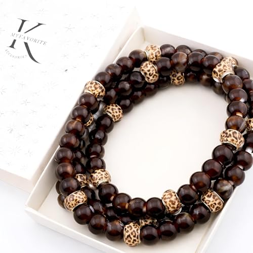 Image of Stylish Beaded Phone Charger Cable Colors USB Charging Cord for Smartphones (4-1, Leopard, 3.3ft)