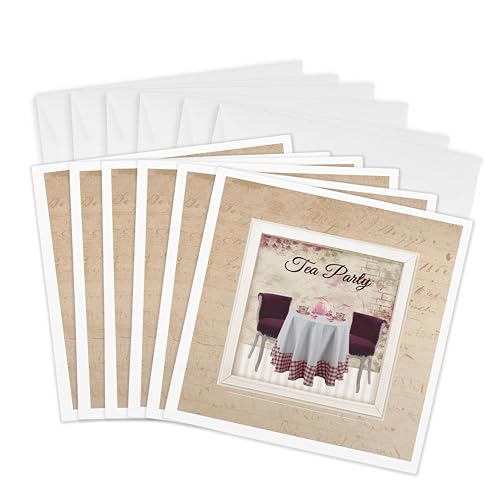 Cartes de vœux fête à thé 3dRose de qualité supérieure en rouge et rose 15,2 cm