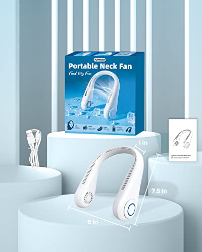 Flymuda Portable Neck Fan - 5000 Mah Rechargeable Battery Bladeless Neck Fan, Headphone Design, 360° Cooling Wearable Personal Fan, 3 Speeds, Hands Free Travel Fan For Outdoor Camping Office - White #TOP5