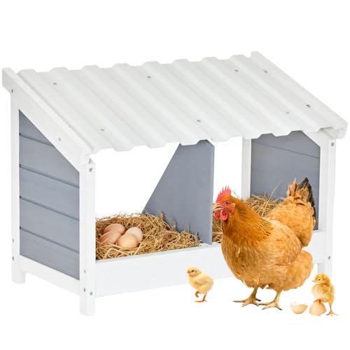 PETSFIT 2 Holes Chicken Nesting Box, PVC Waterproof Roof, Privacy Cover
