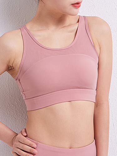 pedkit Sutiã esportivo feminino cruzado malha nas costas emenda sem fio removível almofada respiráve