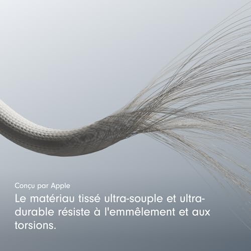 Beats USB-C vers USB-C Câble tissé, charge rapide, durable/anti-nœuds, chargeur compatible pour les appareils Apple et Android (1,5 m) - Gris éclair