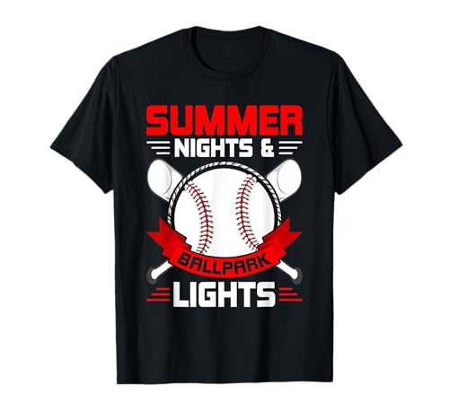 Notti estive & Ballpark Luci Baseball Lover Maglietta