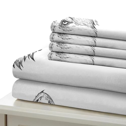 Parure de Lit Loup 3D 200x200cm, linge de lit en microfibre résistante premium - 7