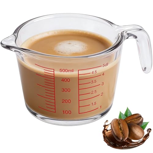 La Mejor Recopilación de Vasos y jarras medidores los 10 mejores. 42 RUAKIVA 500 ML Taza Medidora Vidrio,Taza Medidora de Gran Capacidad con Asa,Cuatro Graduaciones(OZ,CUP,ML,DL),Apta para Microondas y Lavavajillas,Perfecta para Hornear y Cocinar