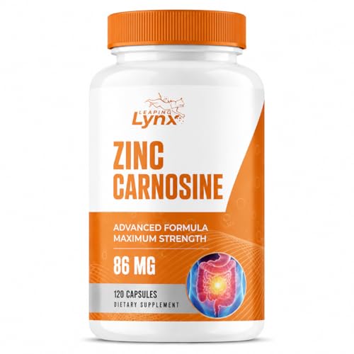 Zinc Carnosine 86 mg Clinically Studied Zinc + L-Carnosine Complex for Gut Lining & Stomach Support | 120 Capsules (60-Day Supply) | Digestive Comfort Mucosal Repair & Balance | Non-GMO