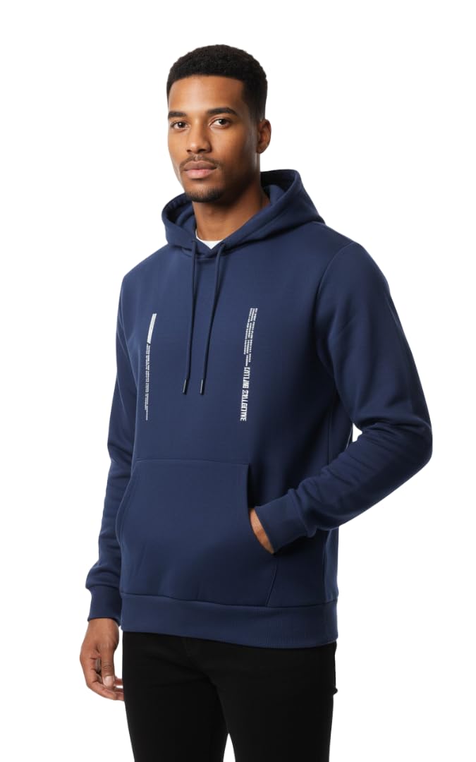 Amazon Brand - INKAST Men Solid Hooded Sweatshirt with Kangaroo Pocket & Drawstring |Stylish Hoodie