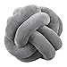 boogift Cuscino in peluche, con nodo, cuscino per la testa, con imbottitura in stile nordico, piccolo cuscino decorativo per letto, camera da letto, giocattoli, rotondo, 25 cm x 25 cm (grigio)