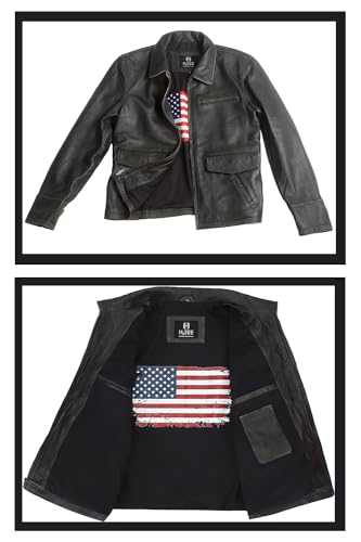 Image of Mens Leather Jacket Black | Real Leather Biker Jacket With Distressed Exterior | Motorcycle Clothing