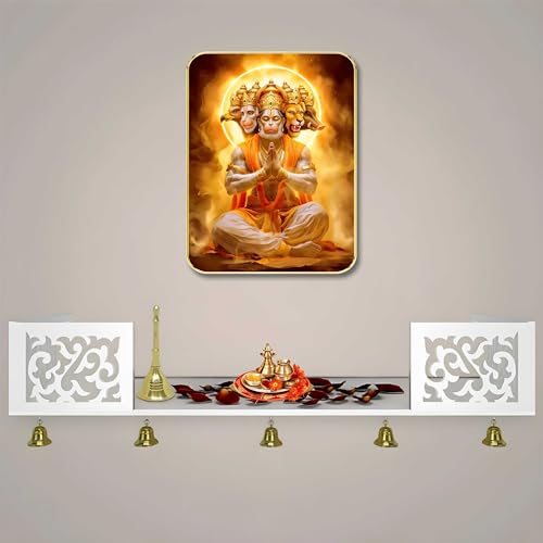 Image of SAF Divine Panchmukhi Hanuman Wall Art with Table Top Stand & Wall Hanging Hole | Premium MDF Religious Painting for Mandir Living Room Office Home Decor Gift