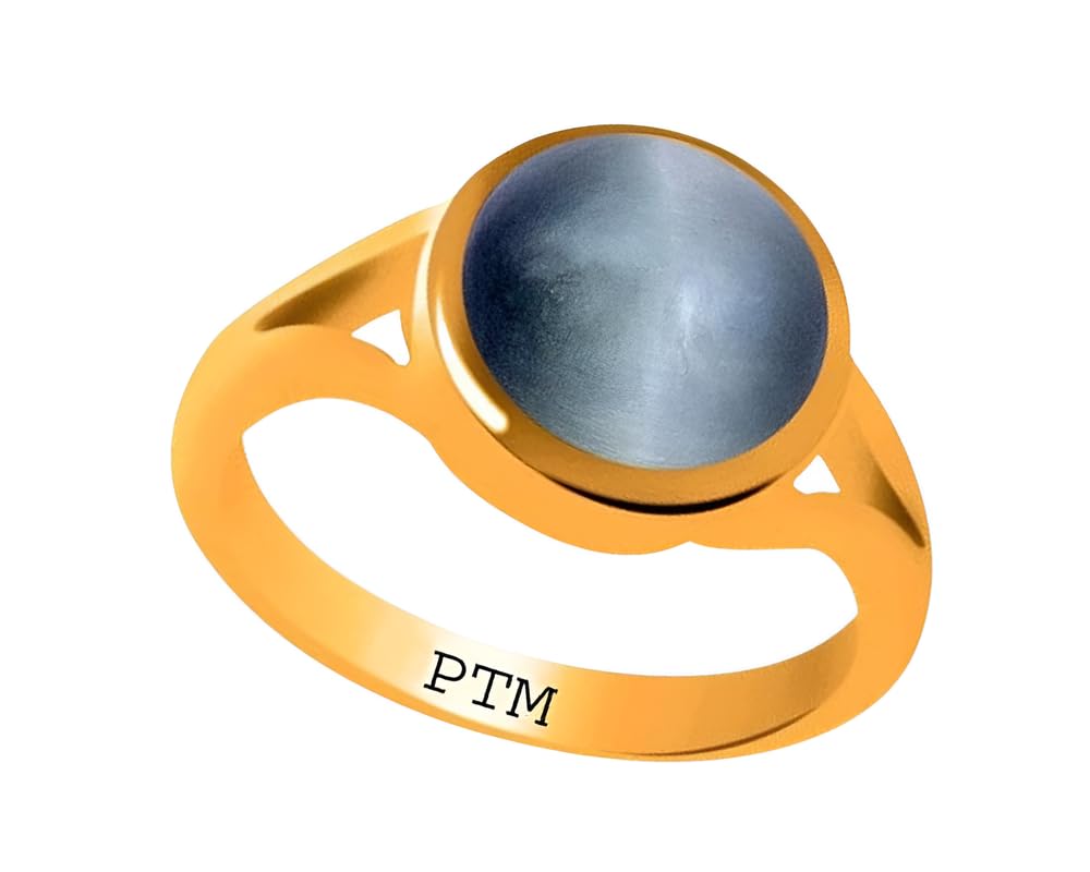 PTM Cats Eye/Lehsuniya 3.25 to 10.25 Ratti or 3.00 to 9.50 Carat Astrological Natural Gemstone Panchdhatu/5 Metals Gold Plated Ring for Men & Women
