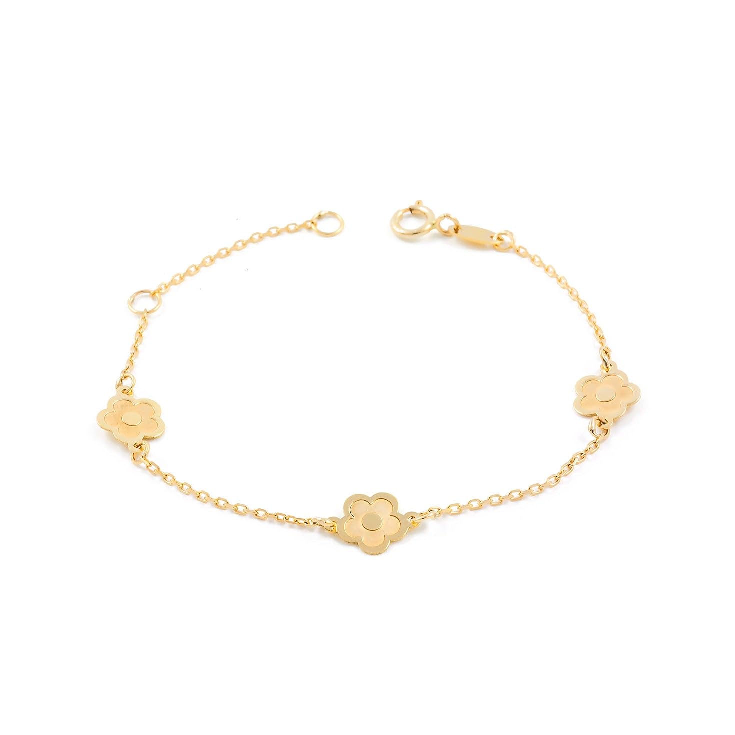 Monde Petit Bracciale bambina margherite - oro giallo 9k (375) - Scatola Regalo - Certificato di garanzia